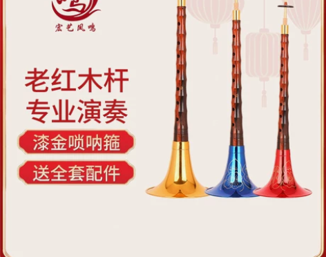 宏艺凤鸣吹奏成人乐器老红木唢呐乐器全套精品...