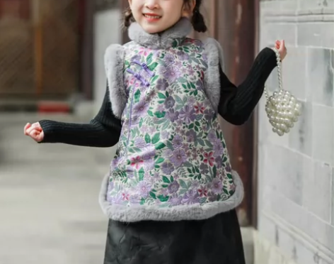 宝宝中国风背心棉衣儿童唐装坎肩女童拜年服马...