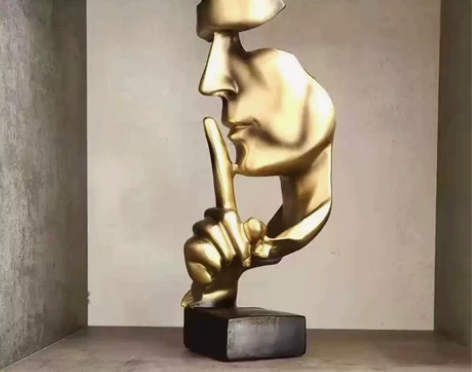 工厂抵押的《沉默是金》雕塑客厅装饰品小摆件...