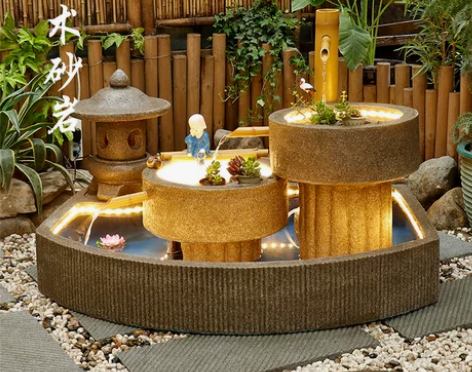 家居摆件日式竹子流水摆件喷泉阳台庭院客厅装...