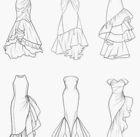 服装服饰设计线稿款式图代画正反面设计手绘电...