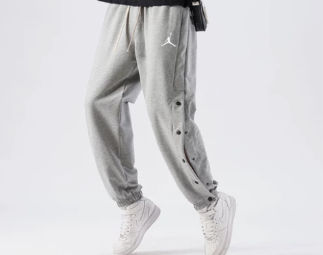 AJ半开排扣裤男秋冬加绒运动裤篮球训练裤美...