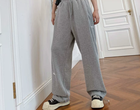 tom潮灰色运动裤女2022春新款高腰束脚...