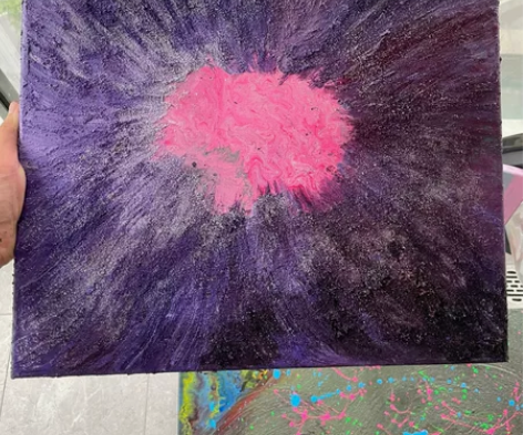 现代装饰画 油画丙烯混合材料 40x40 ...