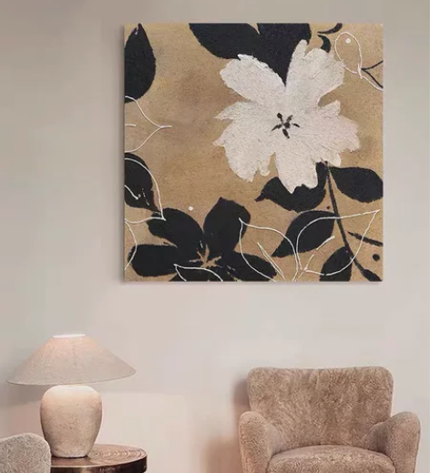 侘寂风丙烯手绘装饰画 《相逢》尺寸：60x...