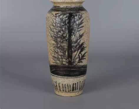 明青花手绘竹子图小花瓶仿古瓷器玩董做旧收藏...