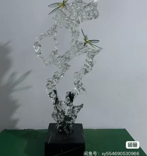 太湖石雕塑轻奢玄关柜摆件细长型别墅客厅电视...