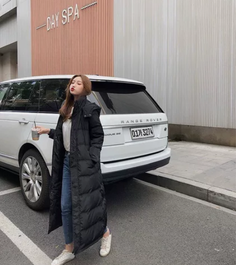 大码高级感黑色过膝到脚踝长款羽绒服女冬季宽...