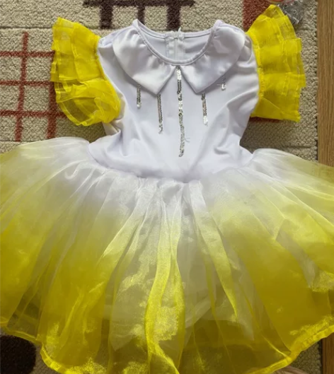 六一儿童演出服小荷风采舞蹈服七彩蓬蓬裙飞得...