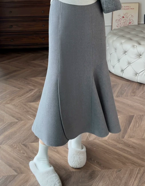 张涩涩 2023秋冬季新款  灰色华夫纹高...