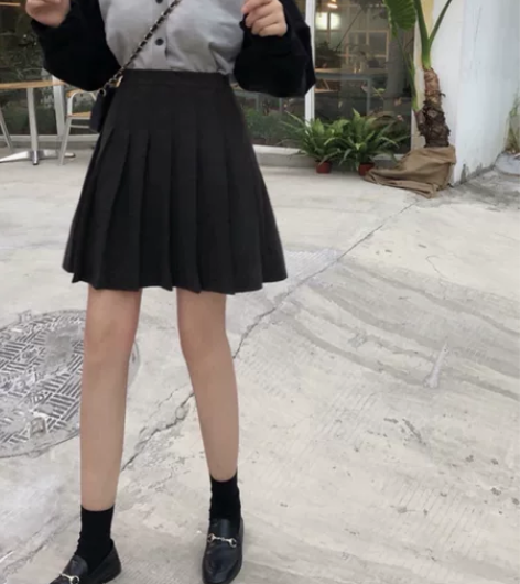 大码西装面料百褶裙中裙女胖mm百搭学院风蓬...