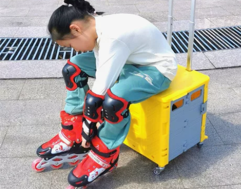 轮滑鞋收纳箱溜冰鞋拉杆箱儿童滑冰鞋折叠收纳...
