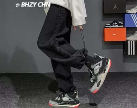 裤子男春秋男士休闲裤抽绳束脚运动裤宽松直筒...