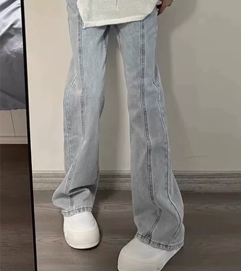复古拖地阔腿微喇叭牛仔裤女2023夏季新款...