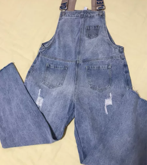 真维斯牛仔背带裤女春秋季小个子设计感宽松显...