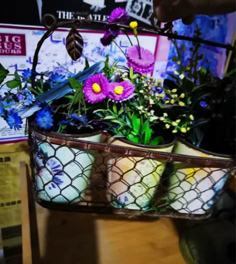 园艺小摆件 铁制的花篮 铁制鸭子浇水壶 陶...