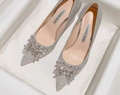 婚鞋女新娘鞋2022年春夏季新款高跟鞋细跟...