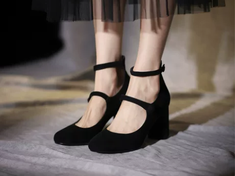 麦子姐小众复古女鞋，法式高跟玛丽珍鞋女真皮2023秋赫本风黑...