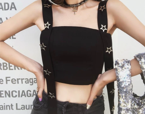 Q女家黑色性感吊带小背心女内搭韩版潮学生飘...