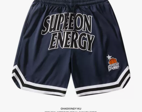 刺绣美式篮球短裤男潮牌夏季宽松复古街头薄款...