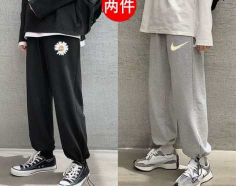 秋冬裤子男休闲长裤韩版潮流学生加绒束脚运动...