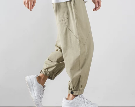 夏季休闲九分工装裤男潮韩版宽松百搭运动坠感...