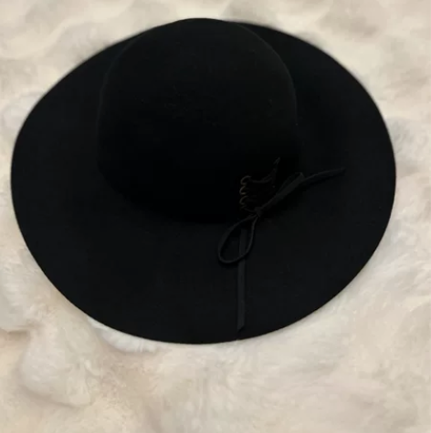 余潇潇串带黑色羊毛礼帽女秋冬韩版英伦复古简...