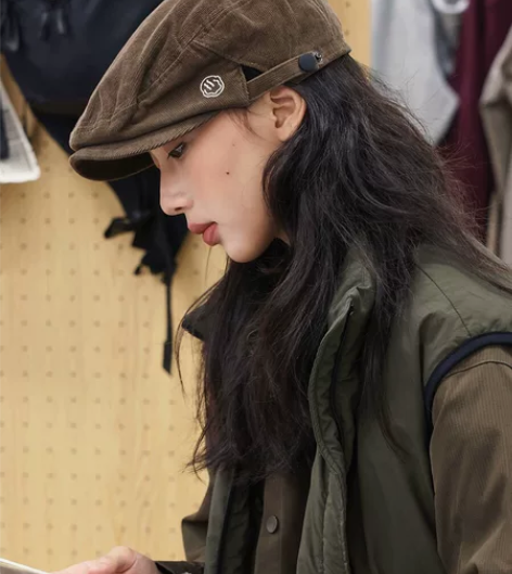 The Hoboo反戴复古贝雷帽前进帽字母...