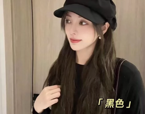 女生潮流春秋褶皱云朵帽子女贝雷帽百搭帽子 ...