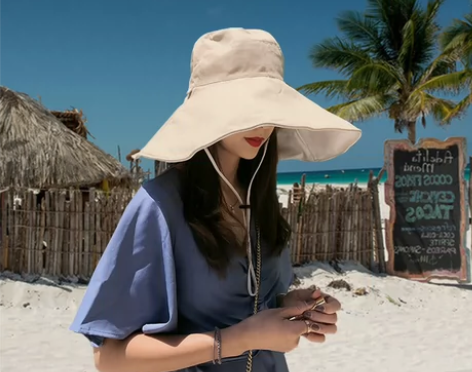 防晒升级！！16cm超大帽檐双面渔夫帽 度...