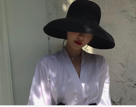 夏季赫本风复古遮阳帽女度假防晒沙滩帽时尚百...