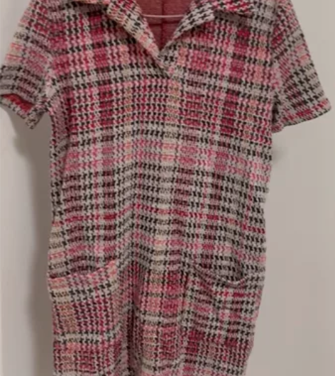 zara粉色千鸟格连衣裙，有口袋，直筒 长...