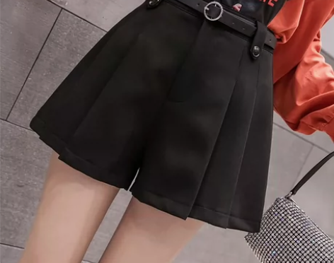裤裙春秋新款时尚气质显瘦百褶高腰a字阔腿短...