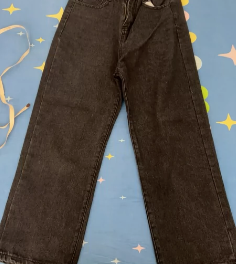 黑色高腰阔腿牛仔裤 腰围67裤长97 闲置...