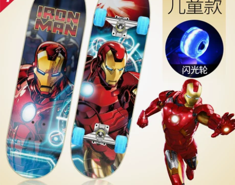 迪士尼四轮滑板儿童男孩女生初学者8岁以上6...