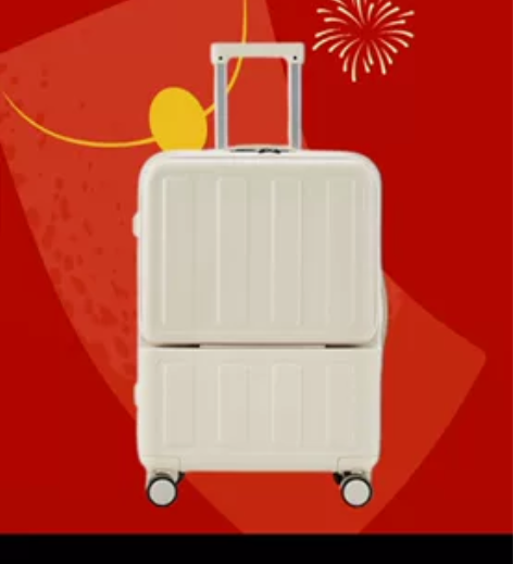 公司发的行李箱20寸，米白色，不是静音轮 ...