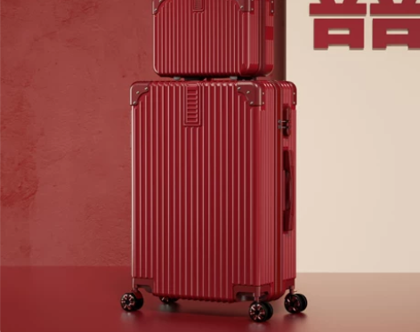 结婚行李箱陪嫁箱红色箱子拉杆箱女皮箱婚礼用...