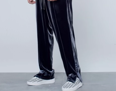 Undefined高街韩国进口丝绒休闲长裤...