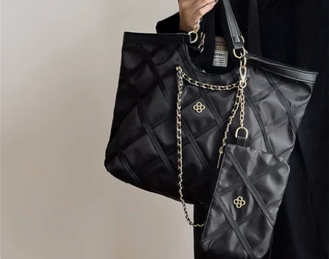 小香风菱格链条托特包包女2022新款大容量...