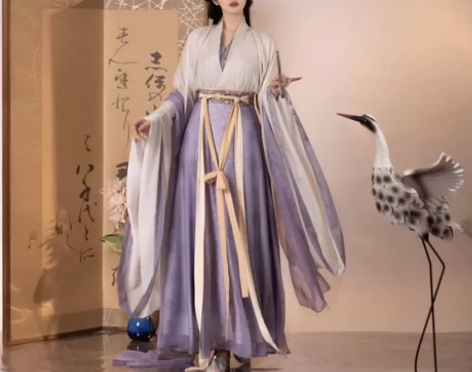 梨花阁亭九翊原创汉服女魏晋风交领广袖齐腰印...