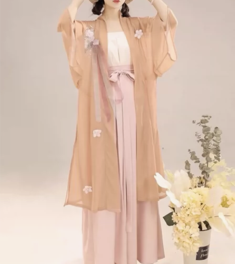 茗月萱山茶改良长干寺飞机袖三裥裙宋制旋裙白...