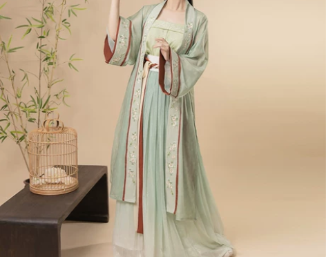 柒邑原创汉服女宋制三件套吊带长衫中国风仙气...