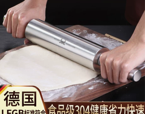 【38焕新周】304不锈钢滚轮擀面杖滚轴粗...