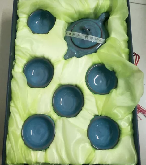 七色冰裂墨碗陶瓷砚台 笔头材质：硬毫笔 笔...