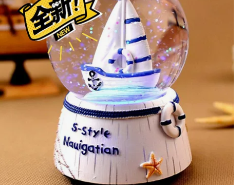 〖热销推荐〗彩灯雪花水晶球音乐盒帆船??灯...