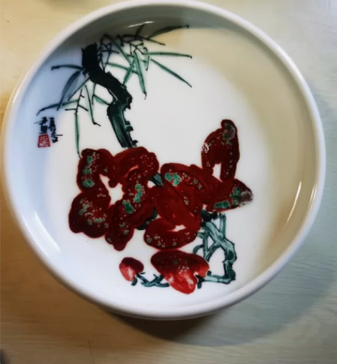 全新景德镇手绘摆盘，也可做壶承，尺寸直径2...