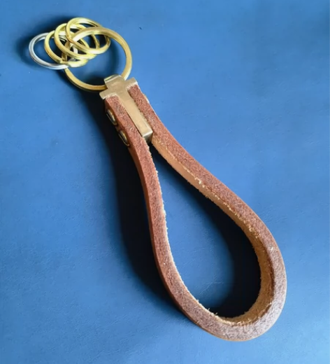 手工植鞣头层牛皮复古钥匙扣 伴手礼  钥匙...