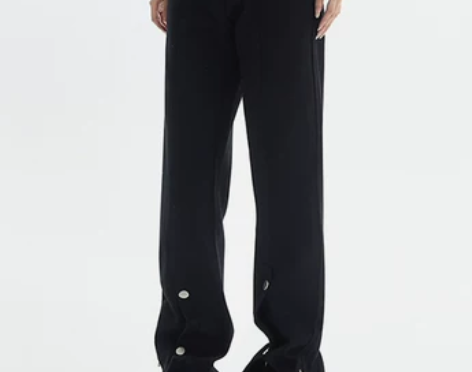 大码美式高街拉链排扣牛仔裤女百搭直筒胖mm...