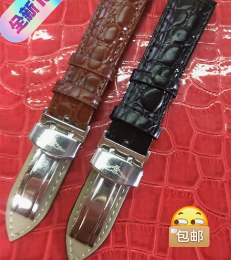 男女庄真皮鳄鱼纹蝴蝶扣手表带 。。全新，包...