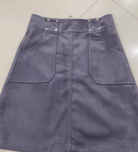 短裙半身裙女鹿皮绒秋季新款高腰口袋加大码学...